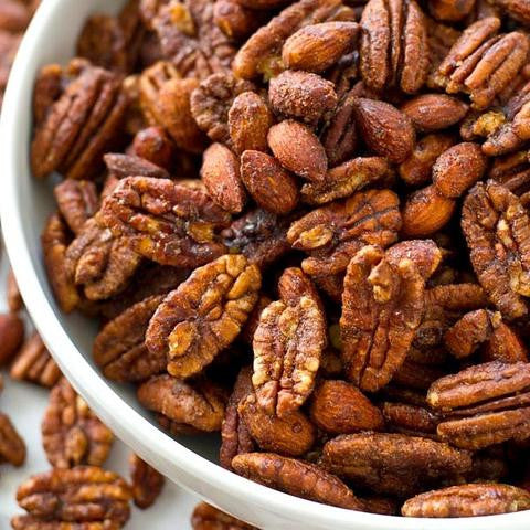 Smoky Spicy Maple Glazed Pecans