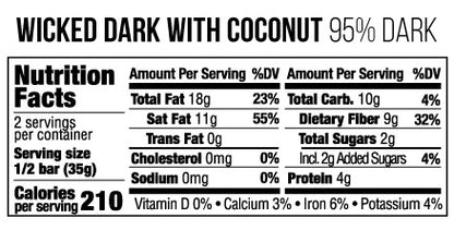 95% Dark Chocolate Wicked Dark with Toasted Coconut - A Taste of Olive