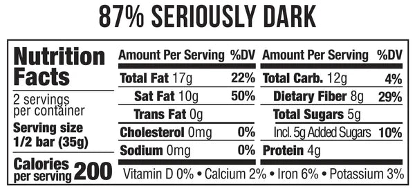 87% Dark Chocolate Seriously Dark - A Taste of Olive